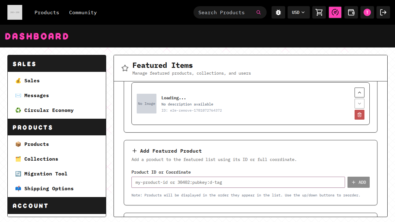 can remove a product from featured list